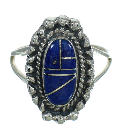 Silver Southwestern Lapis Jewelry Ring Size 8 AX88156